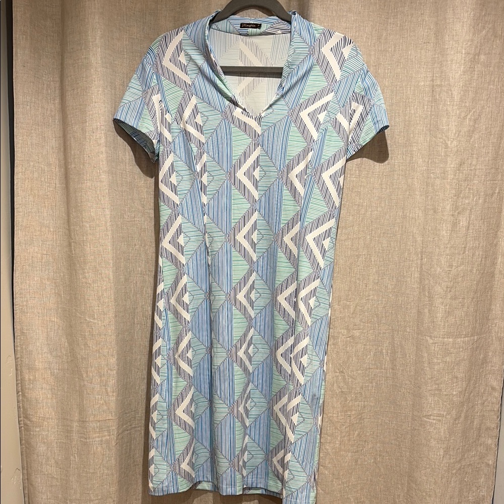 J. McLaughlin Ivana Geometric print Short Sleeve Dress, size M